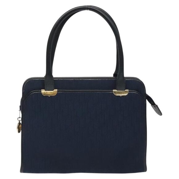DIOR Trotter Canvas Hand Bag Navy Gold - Picture 2 of 12